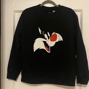 Black Sylvester Graphic Crewneck Sweater